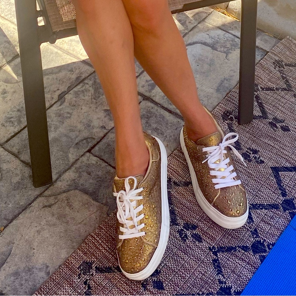 Betsey Johnson Gold Beaded Platform Sneakers ✨